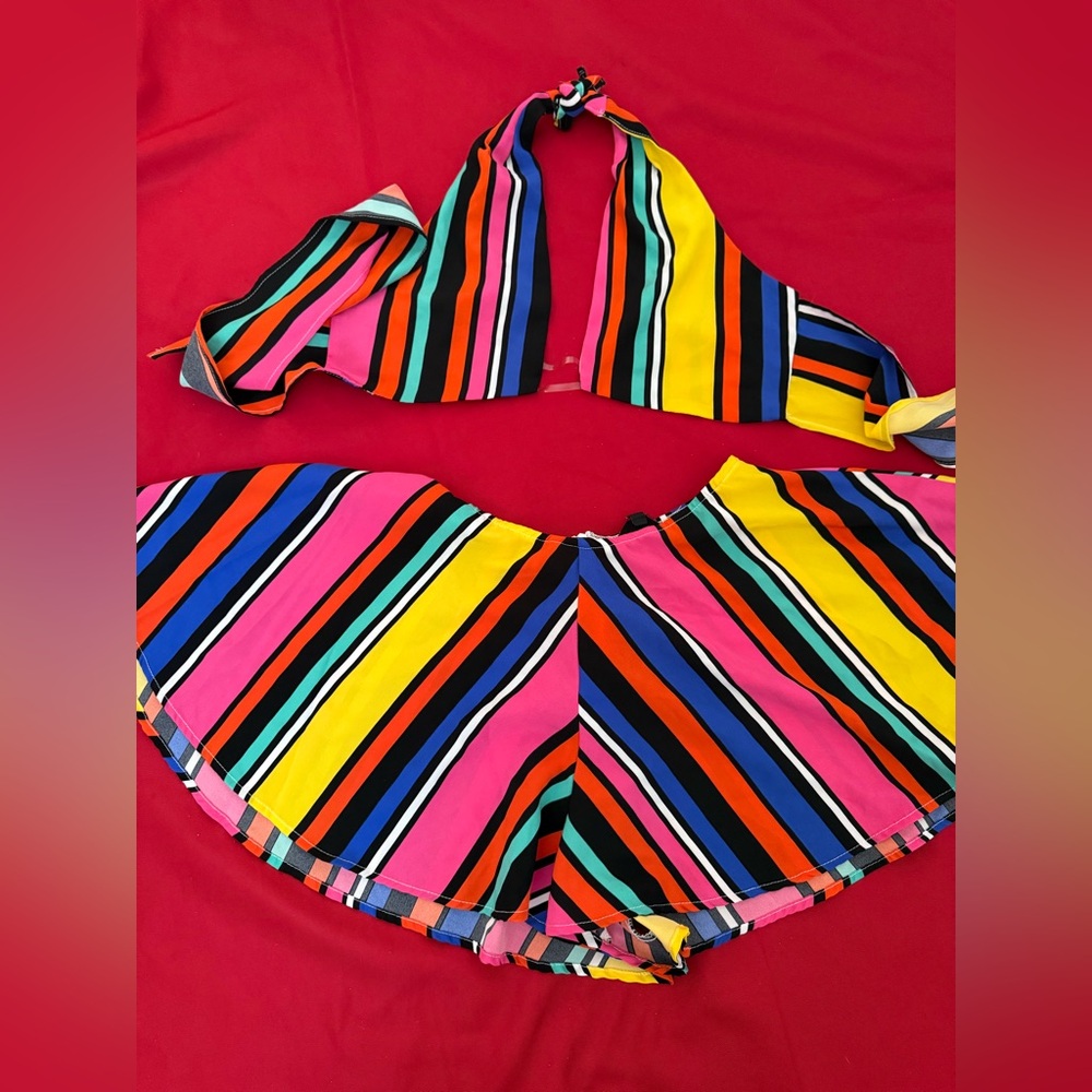Colorful Striped Two-Piece Set - Picture 2 of 3